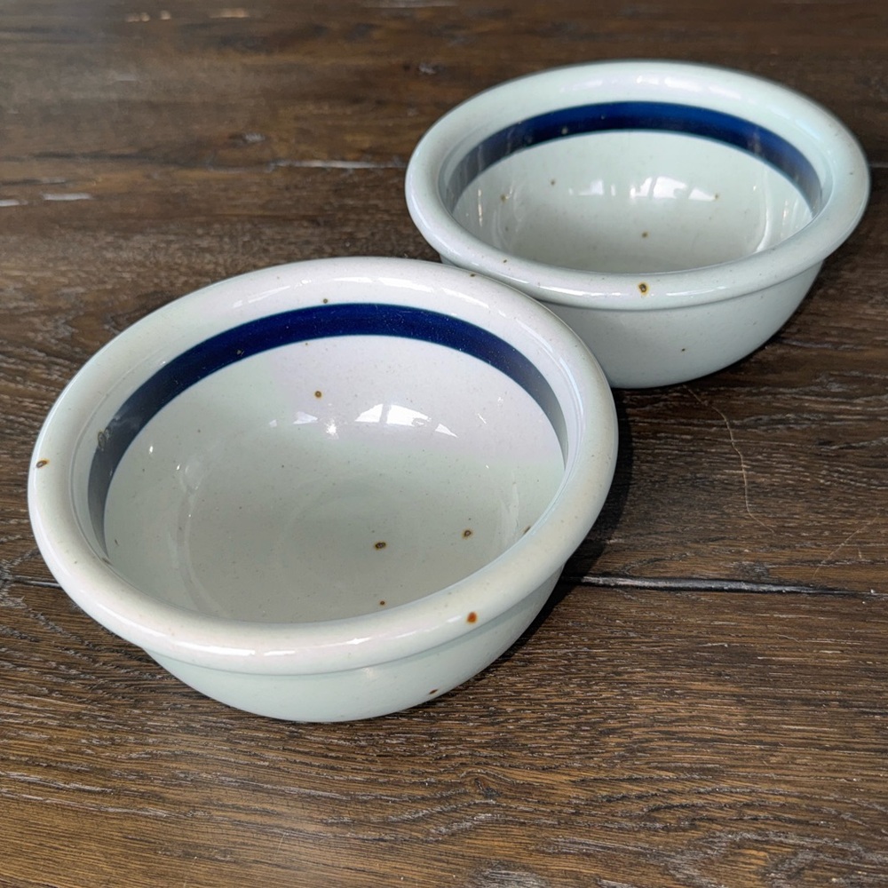Vintage Dansk BLT Blue Stripe Stoneware Bowls – Set of 2 – Japan/Niels Refsgaard